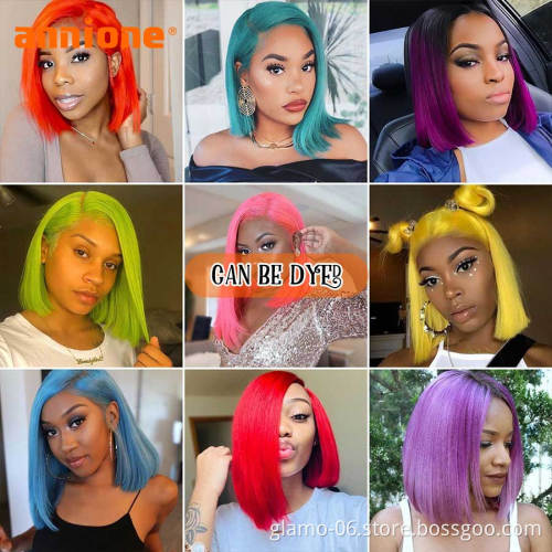 Short Straight Blonde 4x4 Closure Lace Front Wigs For Black Women 613 Cuticle Aligned Human Hair Wig 613 Bob Wigs